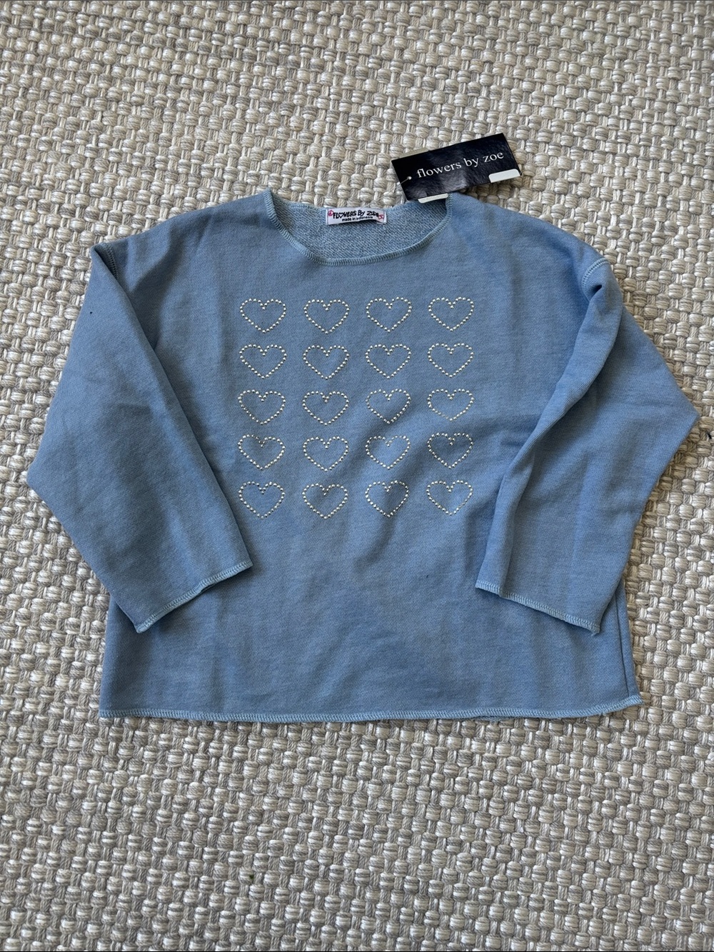 Flowers by Zoe Light Blue Heart-Stud Long-Sleeve Top